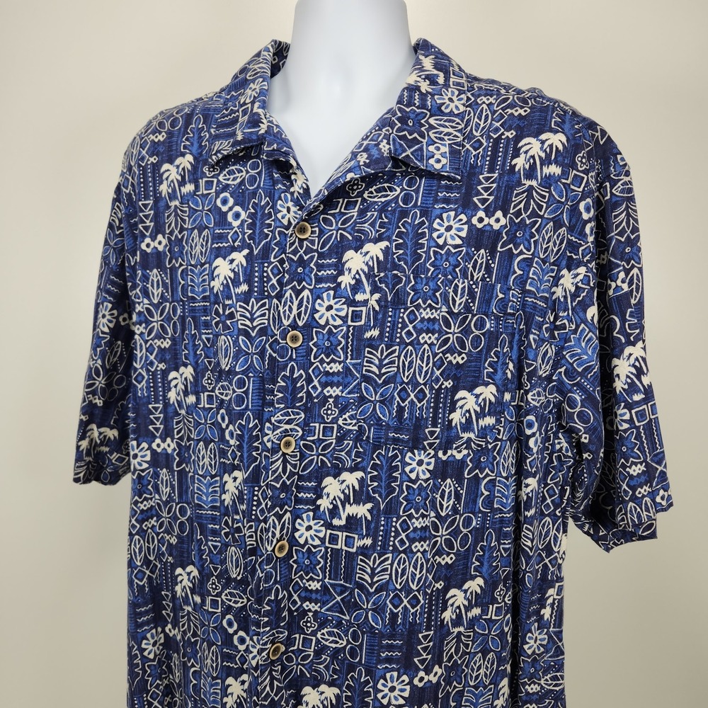 Vintage OP Sport Mens XL Ocean Pacific Sport Button Up Camp Shirt‎ Surfer Blue